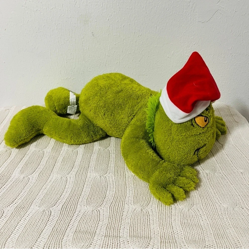 The Grinch Holiday Floppy Plush Pillow with Red Santa Hat How the Grinch Stole